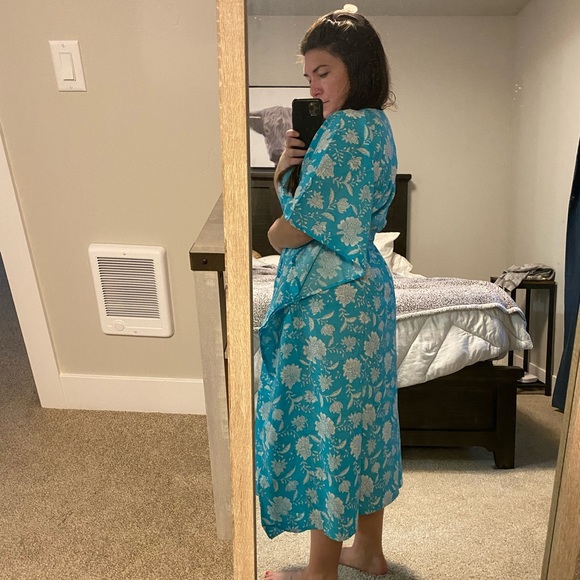 turquoise blue caftan dress - Picture 2 of 5